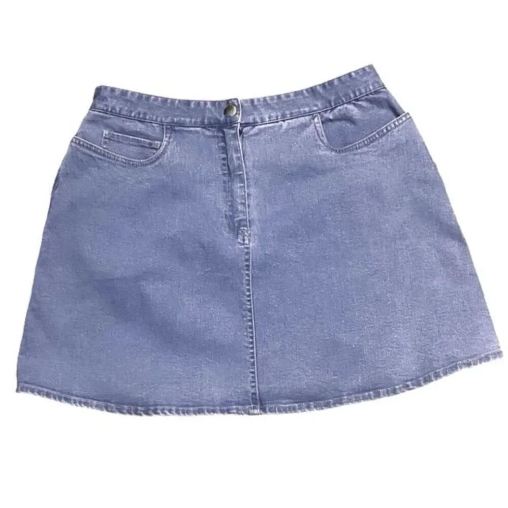Denim Mini Skirt Tuckernuck The Carver Indigo Blue A-Line Casual Stretch Women L